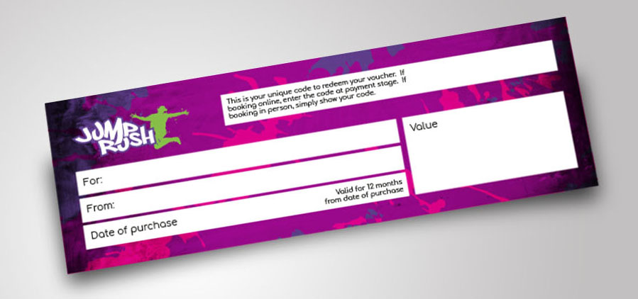 picture of our gift vouchers for our indoor trampoline park